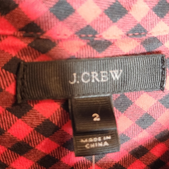 NWT J. Crew Buffalo Check Red Black Plaid Flannel Long Sleeve Button Shirt Sz 2 - Picture 11 of 13